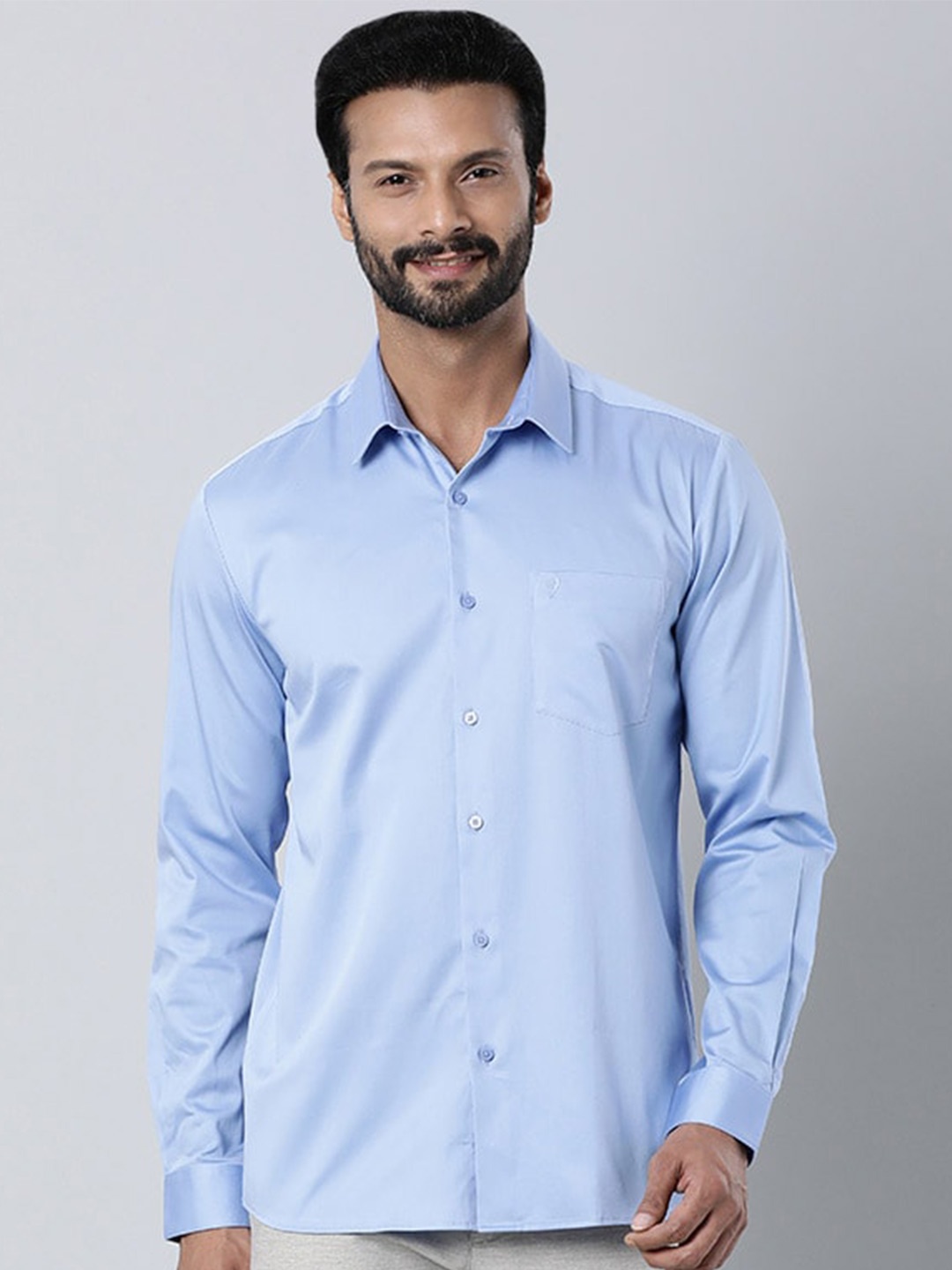 

Indian Terrain Chiseled Slim Fit Opaque Casual Shirt, Blue