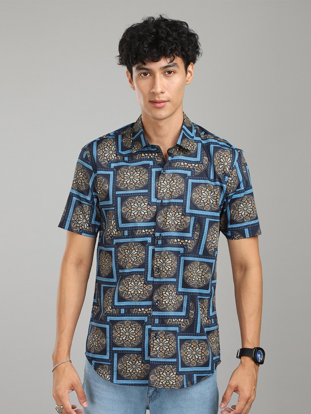 

FOGA New Tartan Checked Satin Shirt, Blue