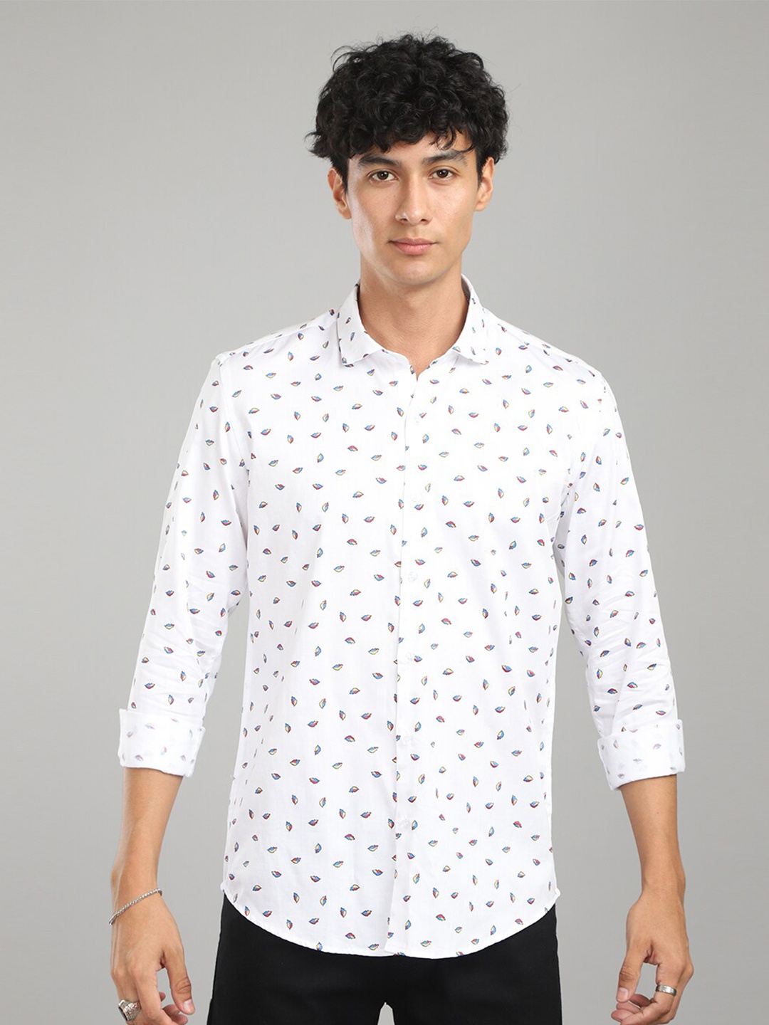 

FOGA New Fit Conversational Printed Pure Cotton Casual Shirt, White