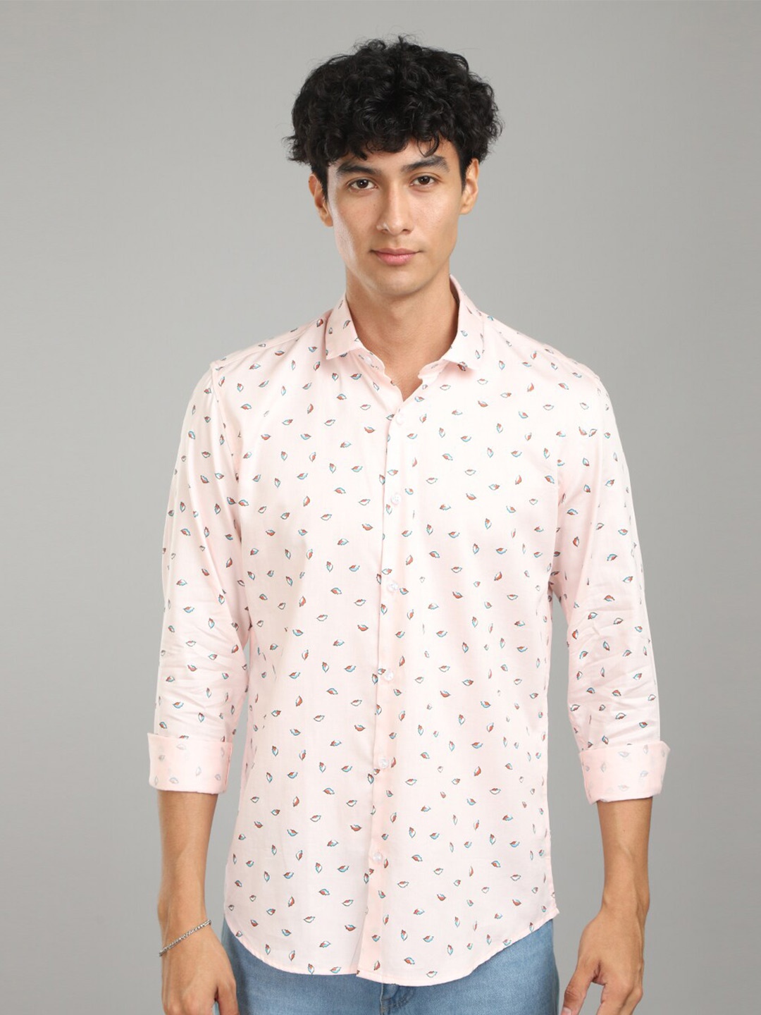 

FOGA New Fit Conversational Printed Pure Cotton Casual Shirt, Pink