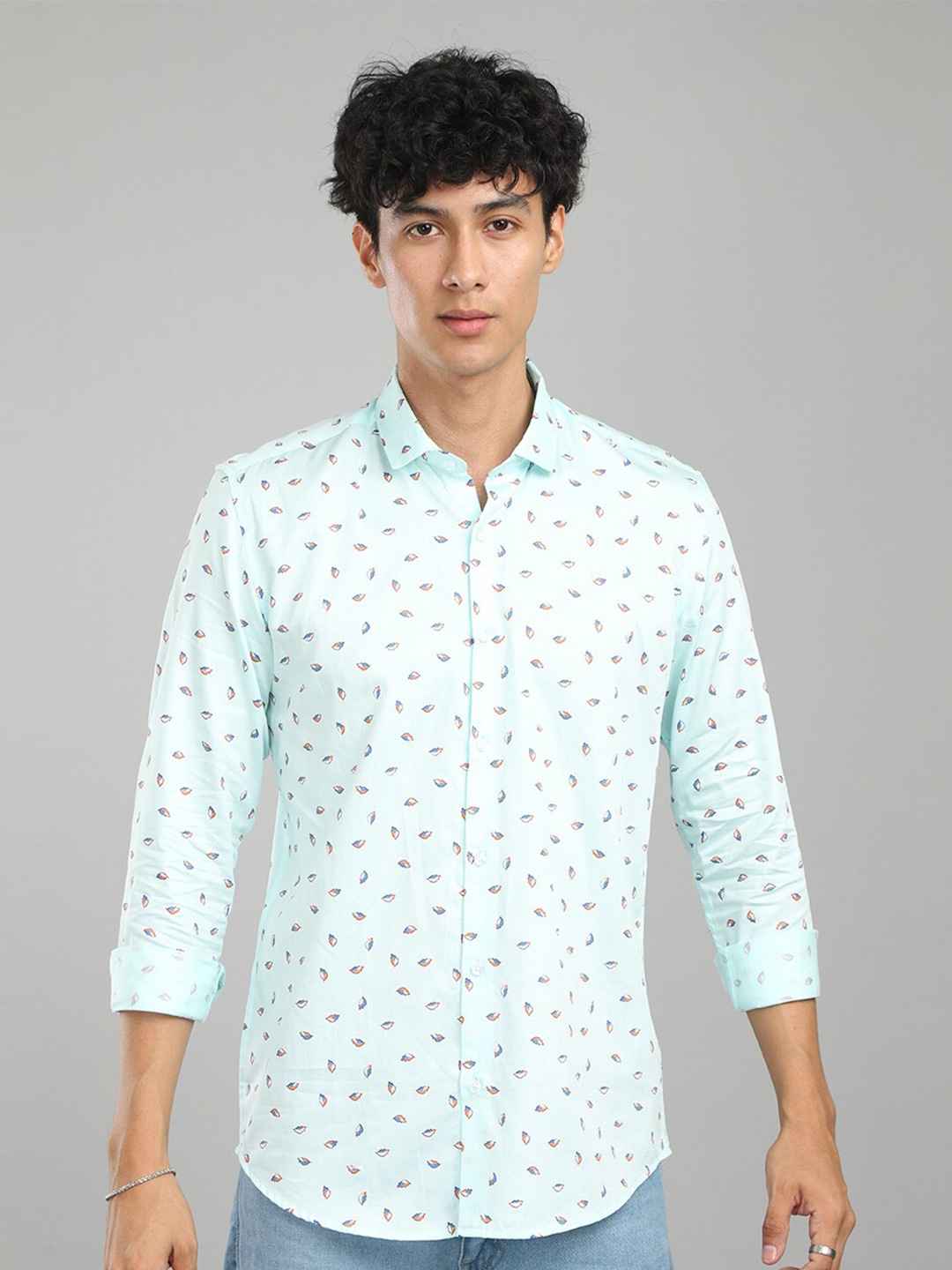 

FOGA New Fit Conversational Printed Pure Cotton Casual Shirt, Green