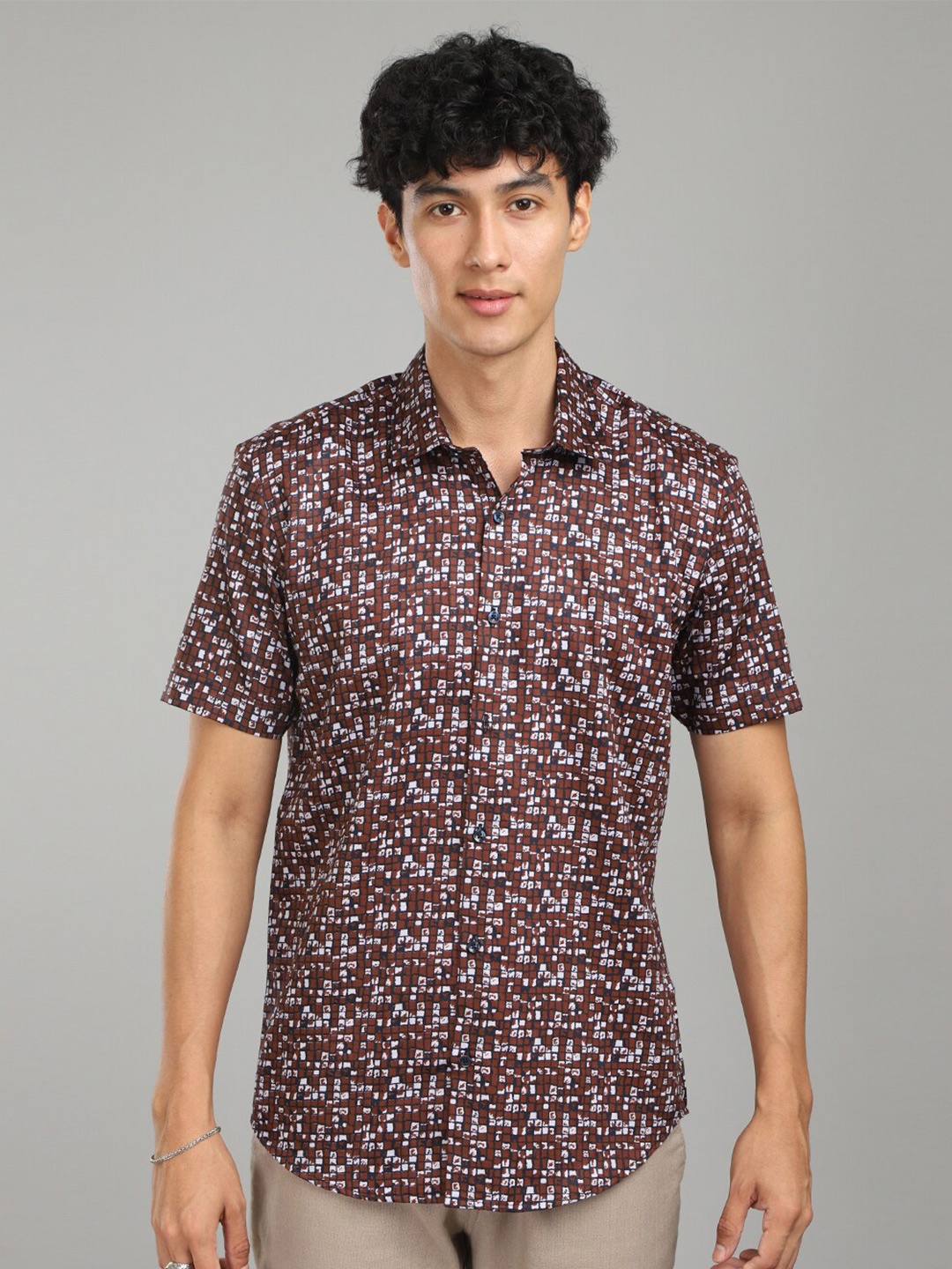 

FOGA New Checked Satin Shirt, Brown