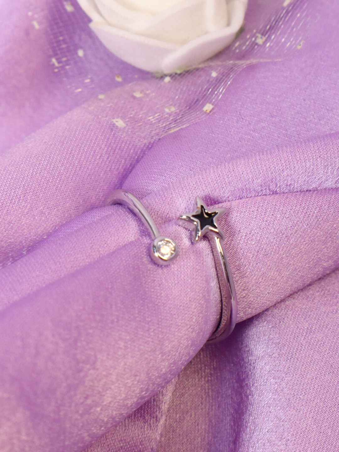 

SALTY Star Band Adjustable Finger Ring, Silver