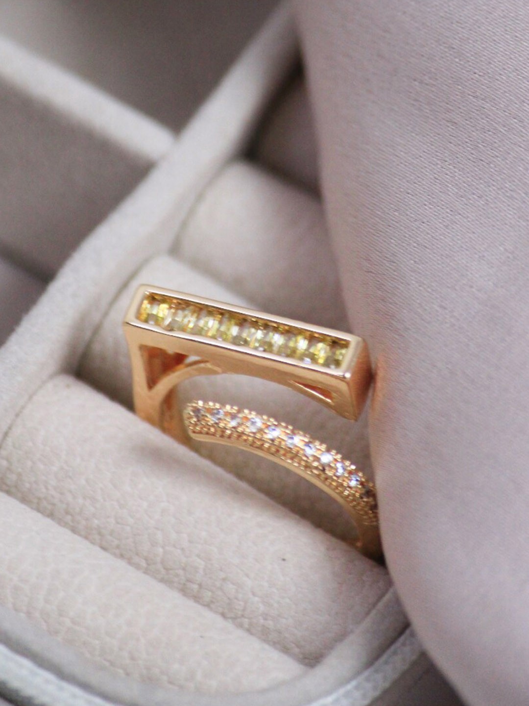 

SALTY Gold-Plated Anti-Tarnish Stone Studded Finger Ring