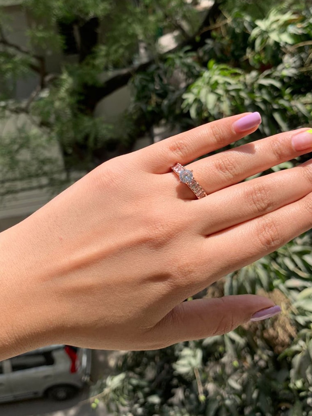 

SALTY Rose Gold-Plated Stone Studded Finger Ring