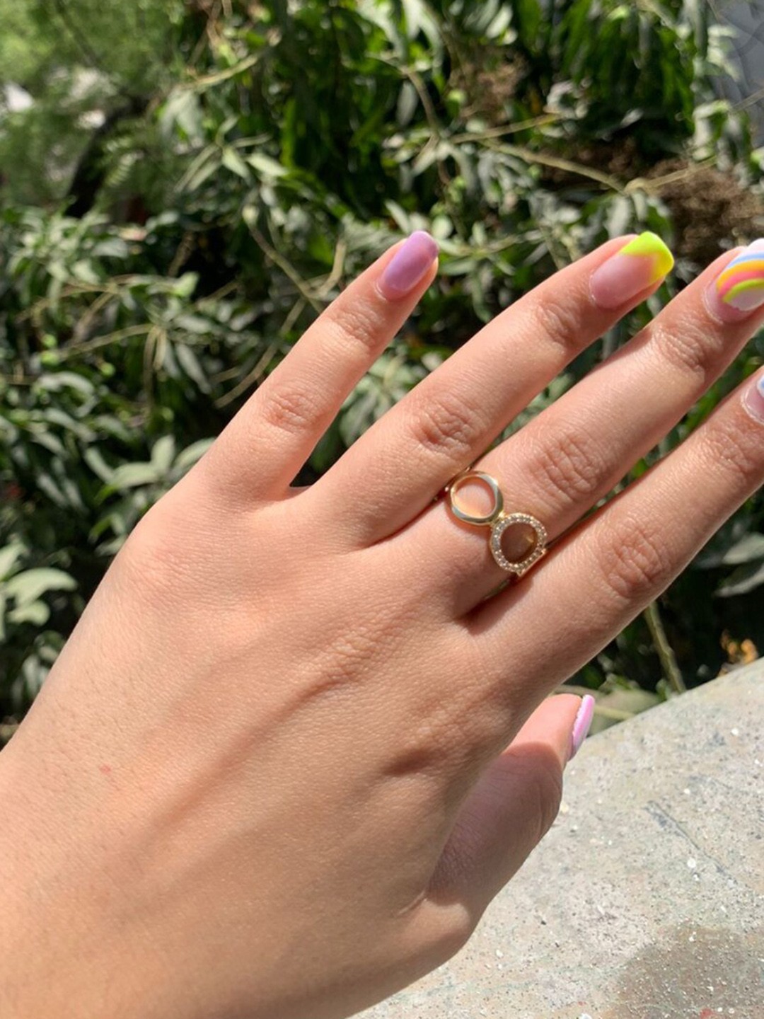 

SALTY Gold-Plated Hollow Circles Anti-Tarnish Finger Ring