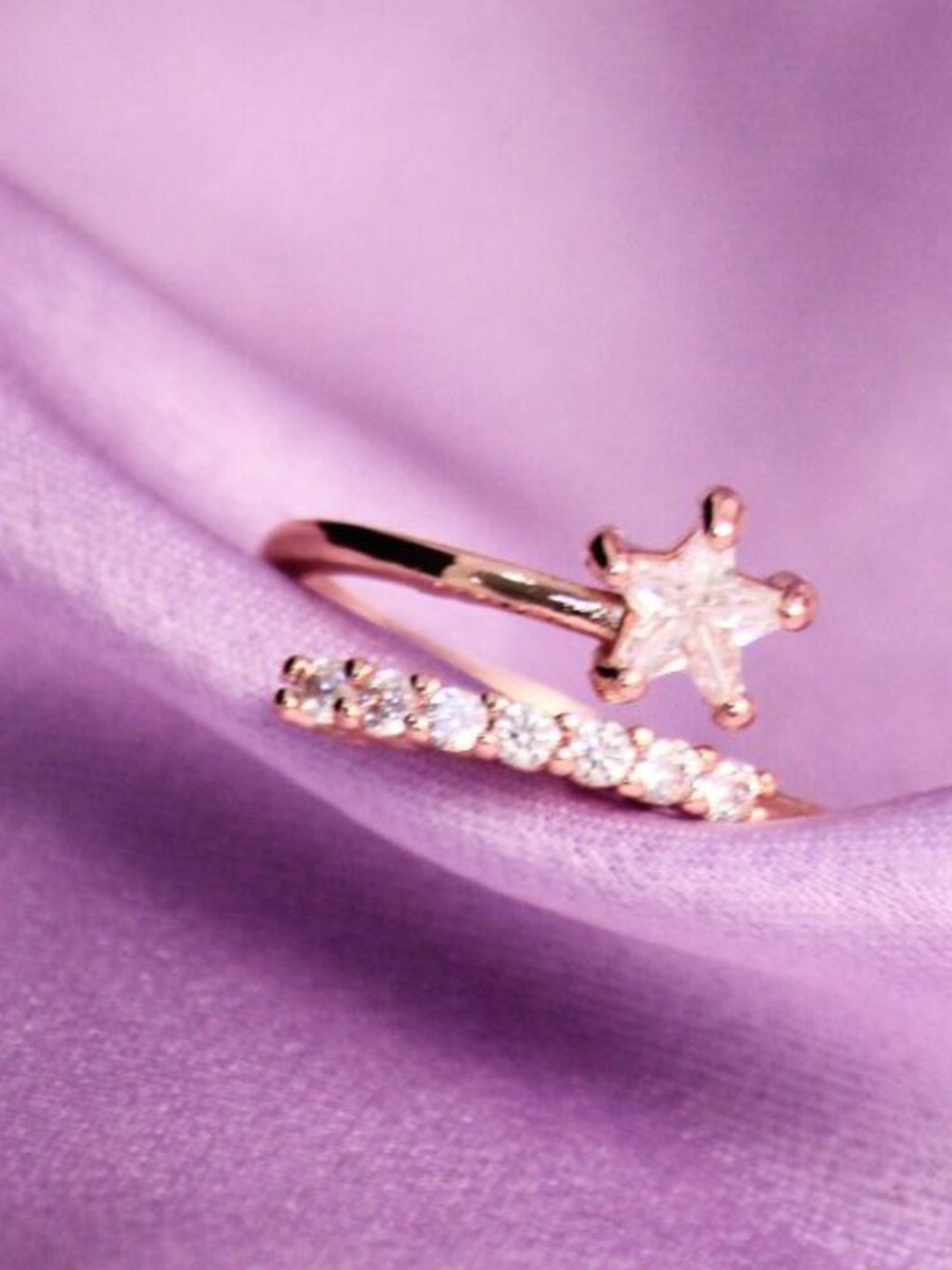 

SALTY Anti-Tarnish Stone-Studded Finger Ring, Rose gold