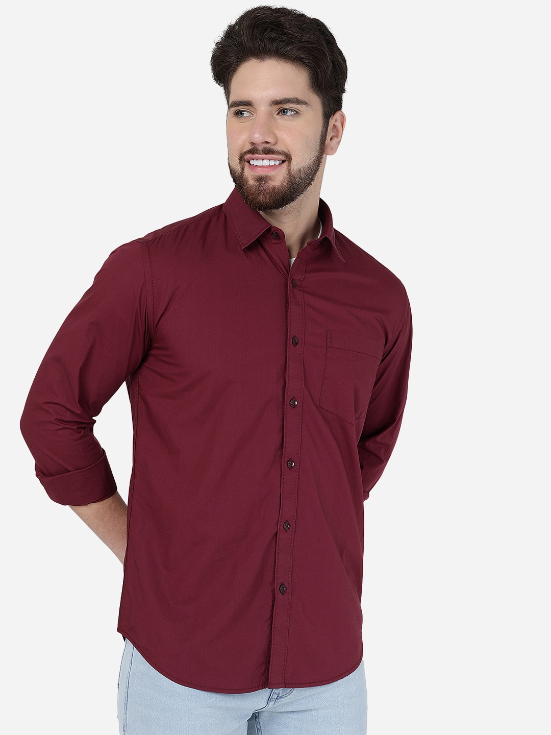 

Greenfibre Smart Fit Pure Cotton Casual Shirt, Maroon