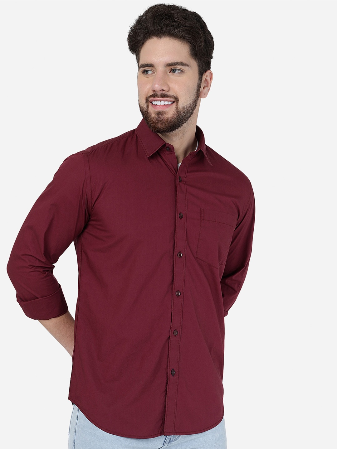 

Greenfibre Smart Fit Pure Cotton Casual Shirt, Maroon