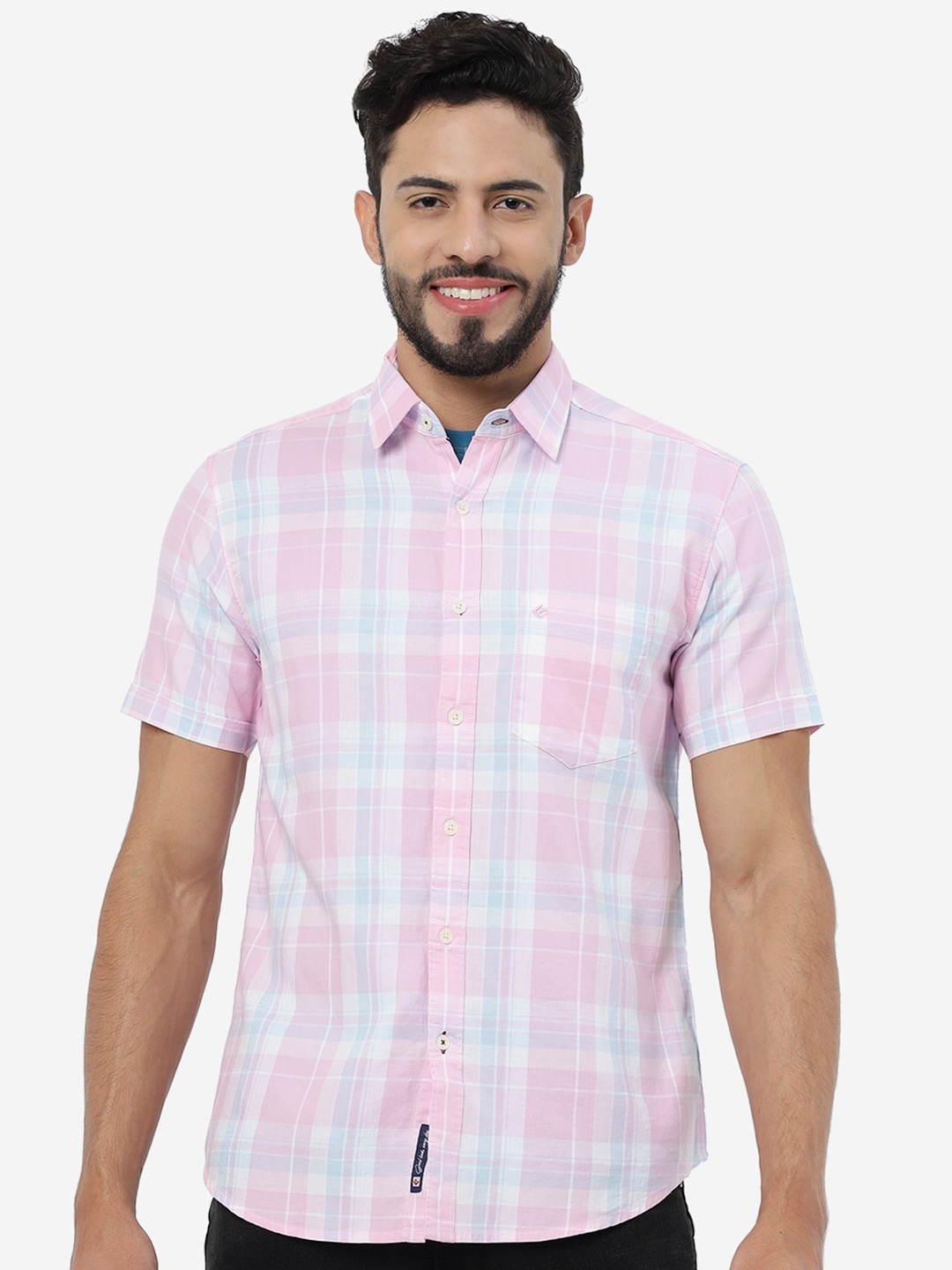 

Greenfibre Checked Slim Fit Cotton Casual Shirt, Pink