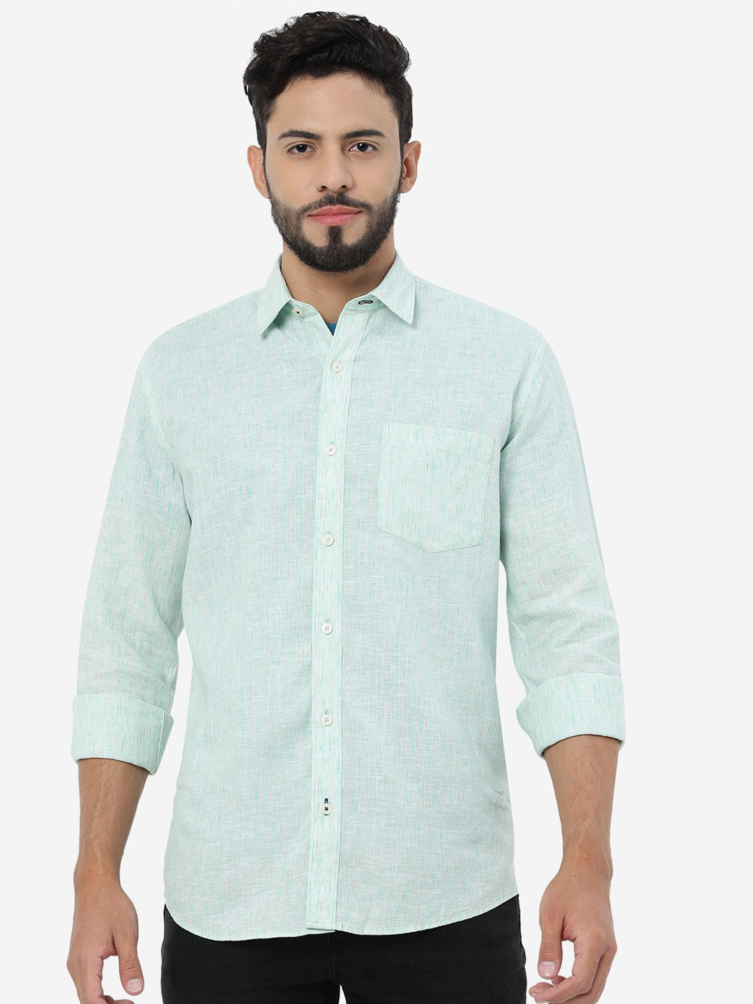 

JADE BLUE Men Slim Fit Comfort Cotton Casual Shirt, Sea green