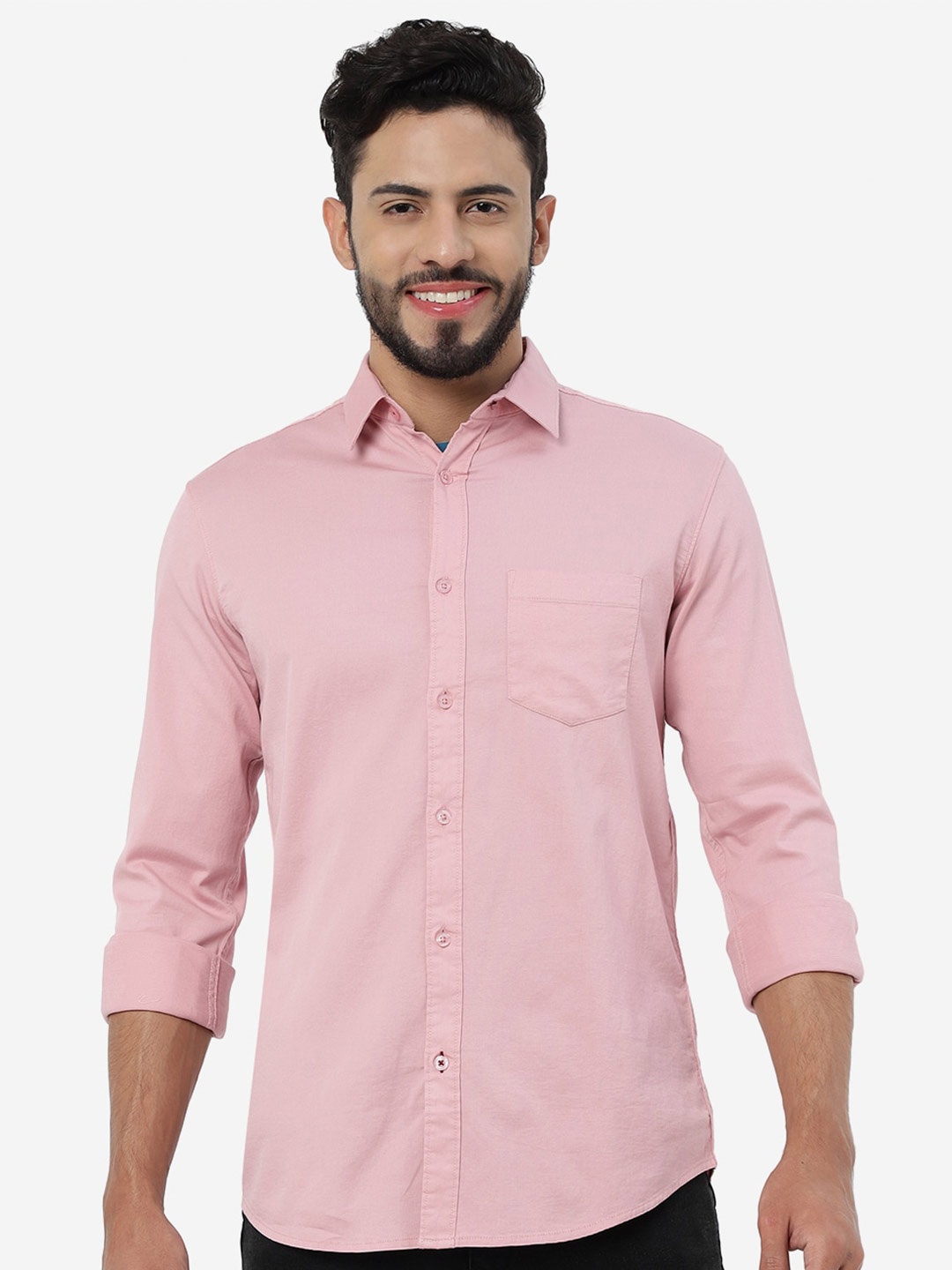 

JADE BLUE Slim Fit Opaque Pure Cotton Casual Shirt, Pink