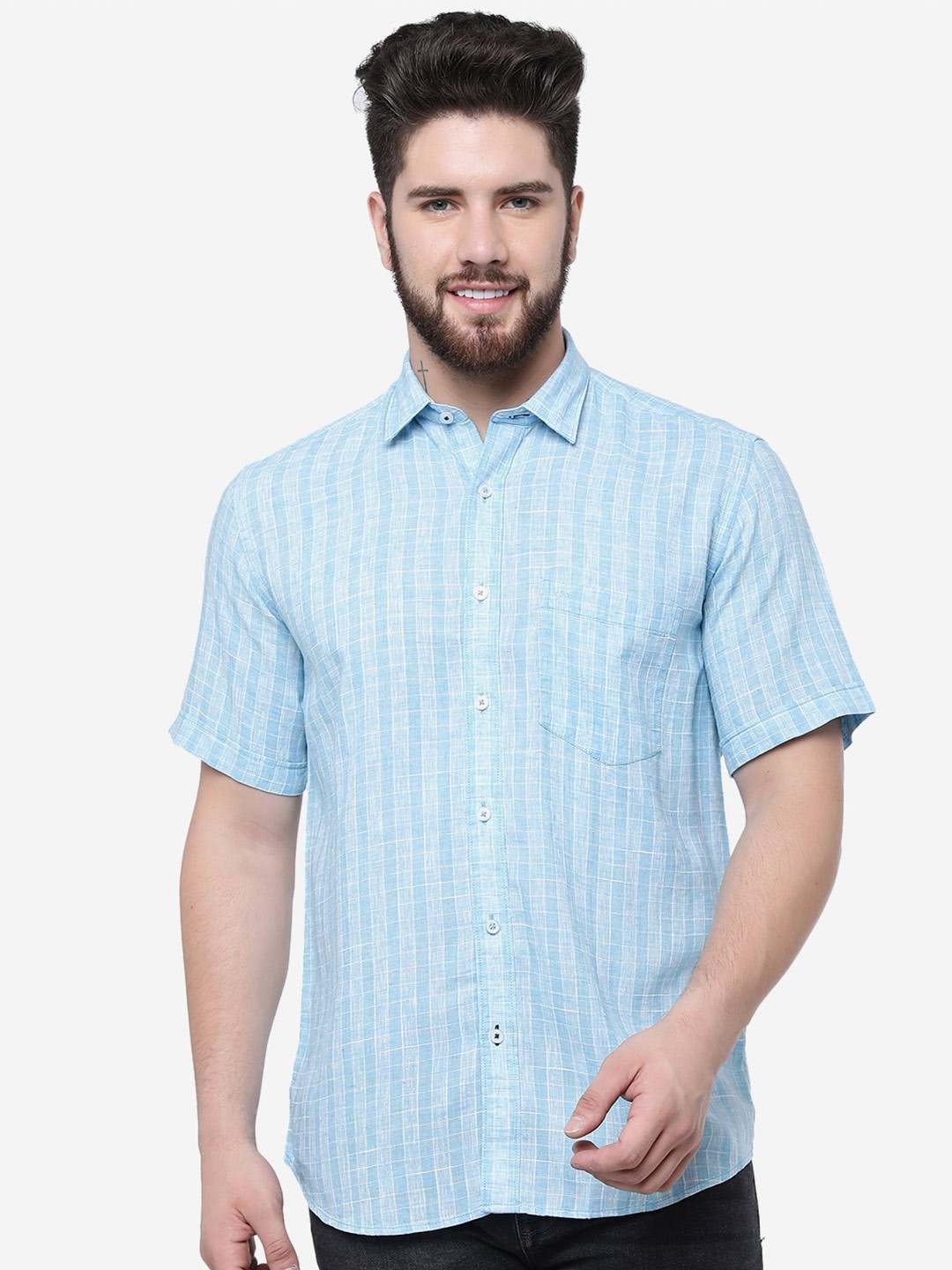 

JADE BLUE Men Checked Cotton Slim Fit Opaque Casual Shirt