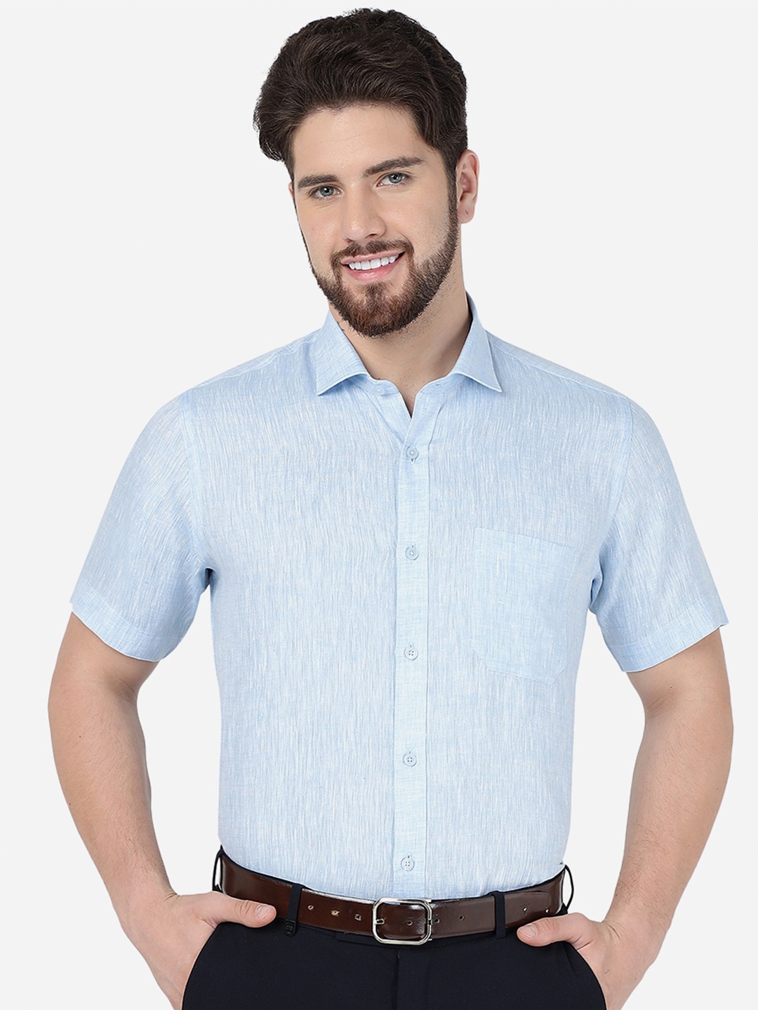 

JADE BLUE Men Linen Opaque Formal Shirt