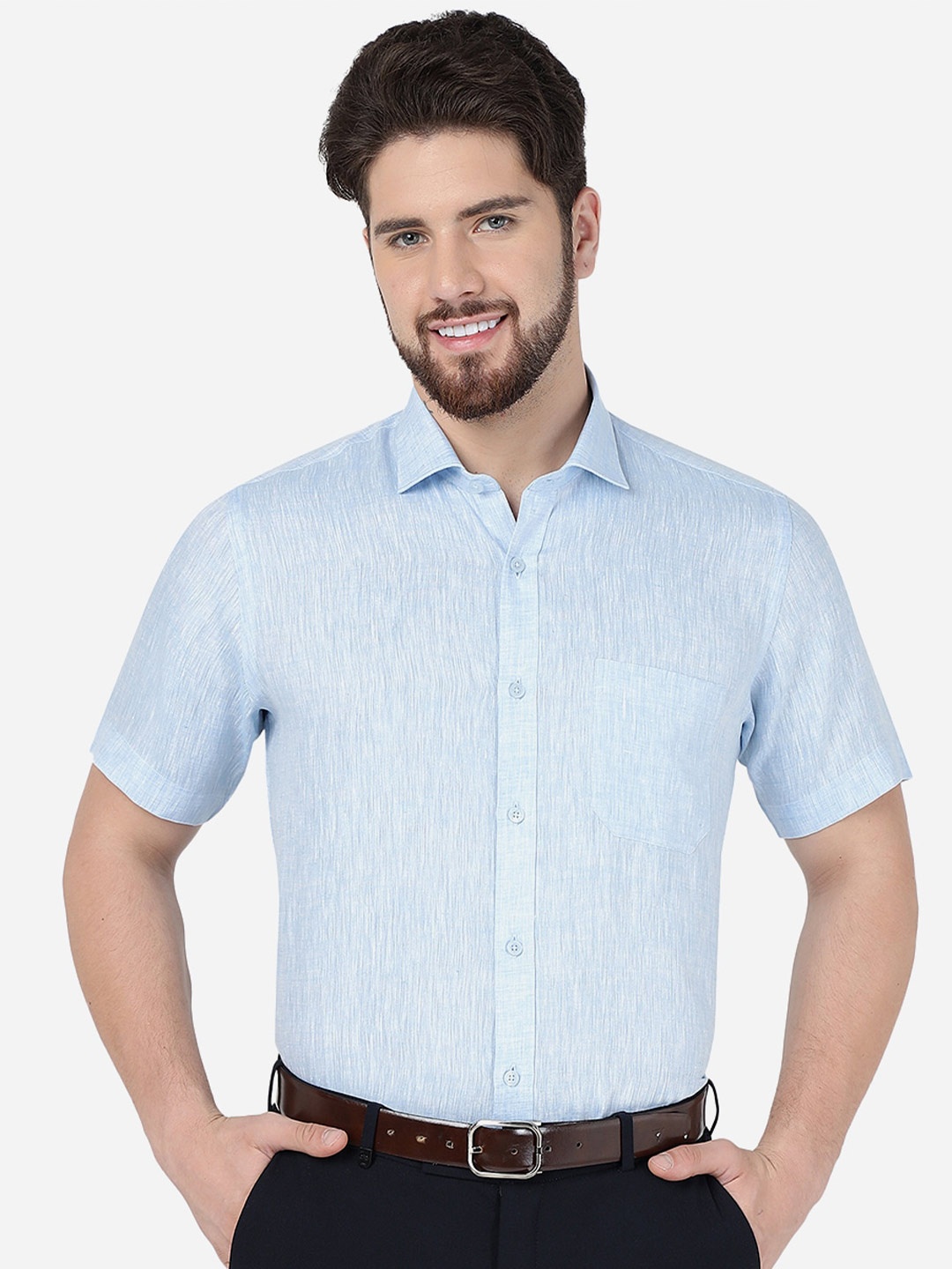 

JADE BLUE Men Regular Fit Comfort Linen Formal Shirt