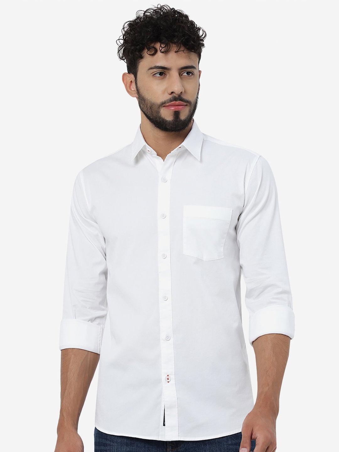 

JADE BLUE Men Slim Fit Comfort Cotton Casual Shirt, White