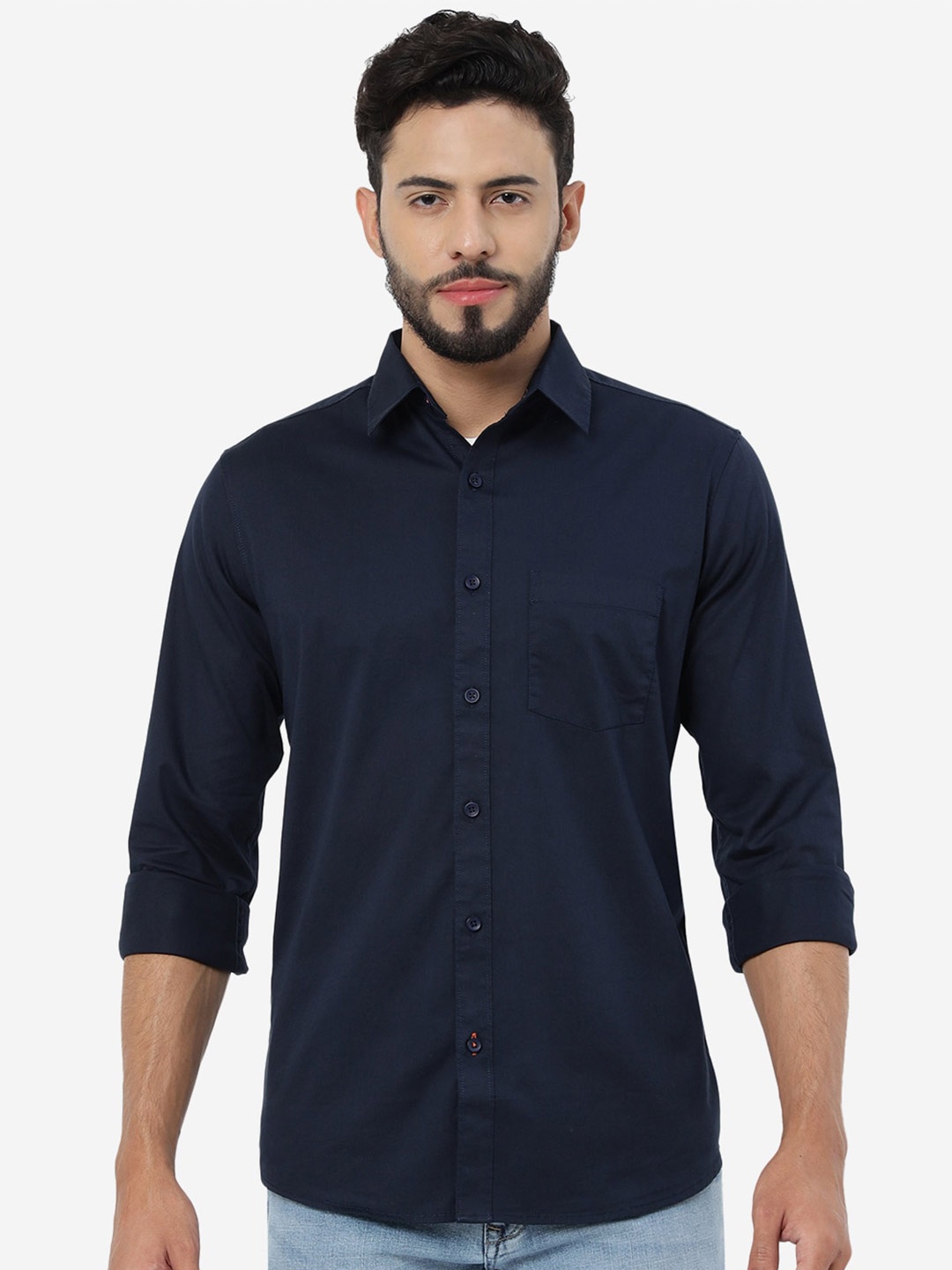 

JADE BLUE Slim Fit Opaque Pure Cotton Casual Shirt