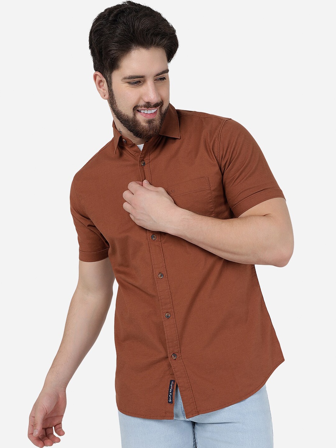 

JADE BLUE Men Slim Fit Comfort Cotton Casual Shirt, Brown