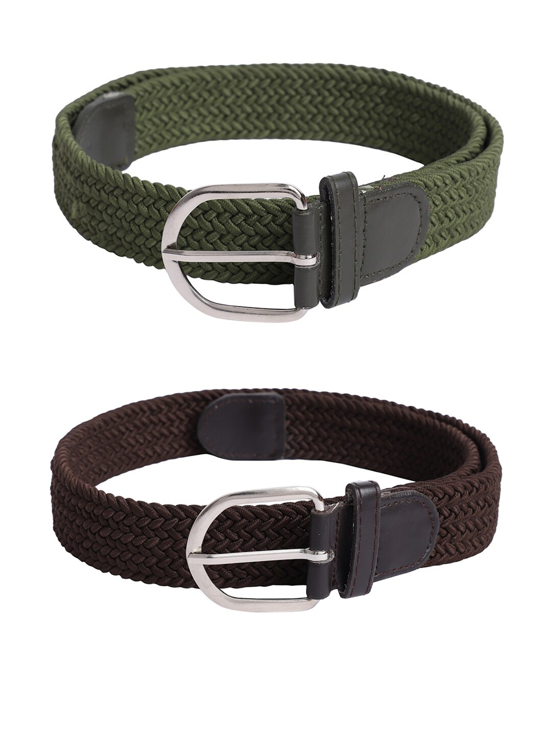 

The Mini NEEDLE Set Of 2 Braided Stretchable Belt, Green