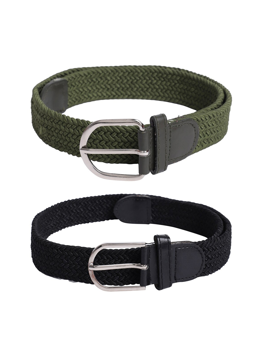 

The Mini NEEDLE Set Of 2 Braided Wide Belt, Green