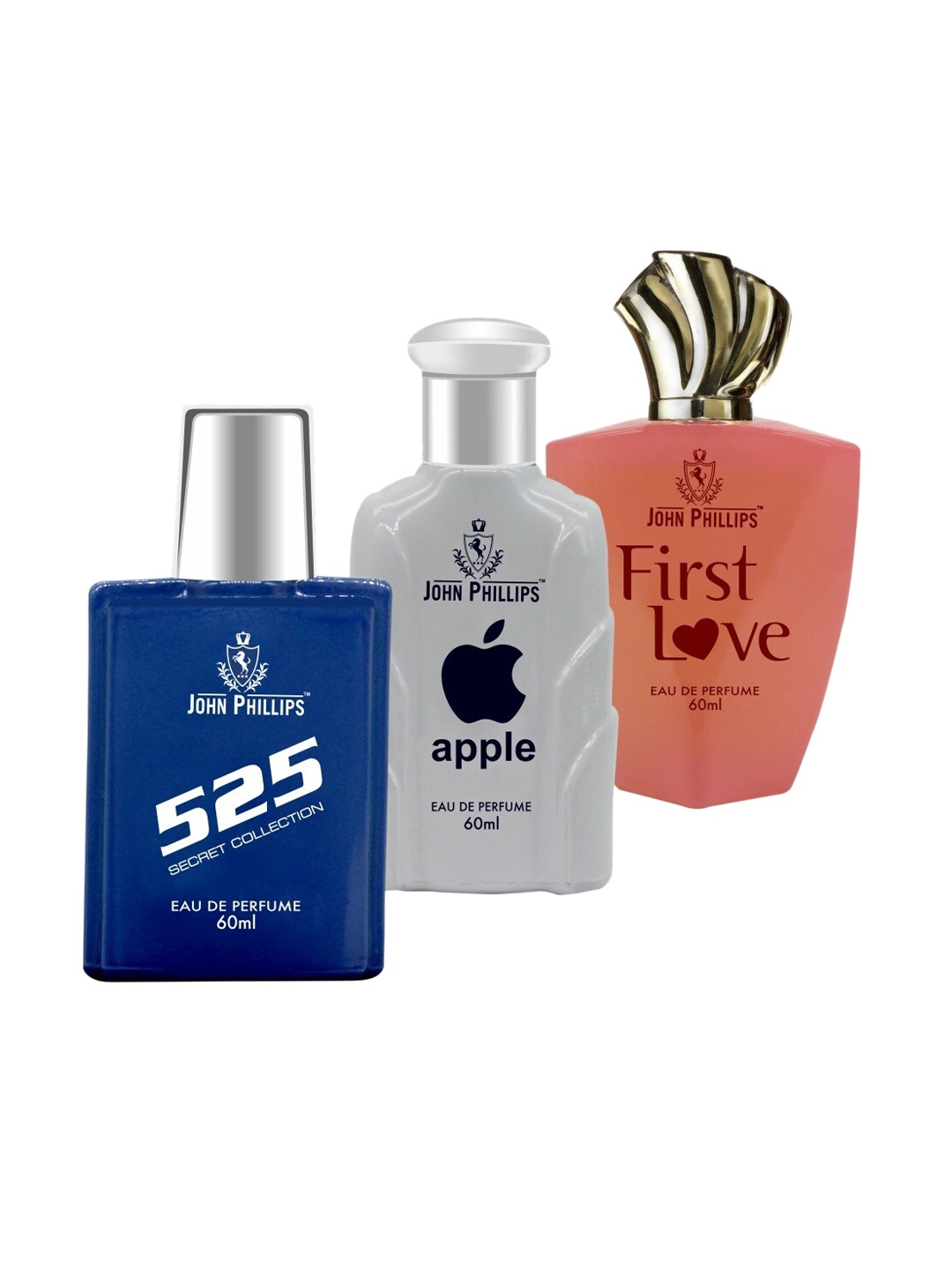 

JOHN PHILLIPS Set of 3 Eau de Parfum 60ml each - 525 + Apple + First Love, Blue