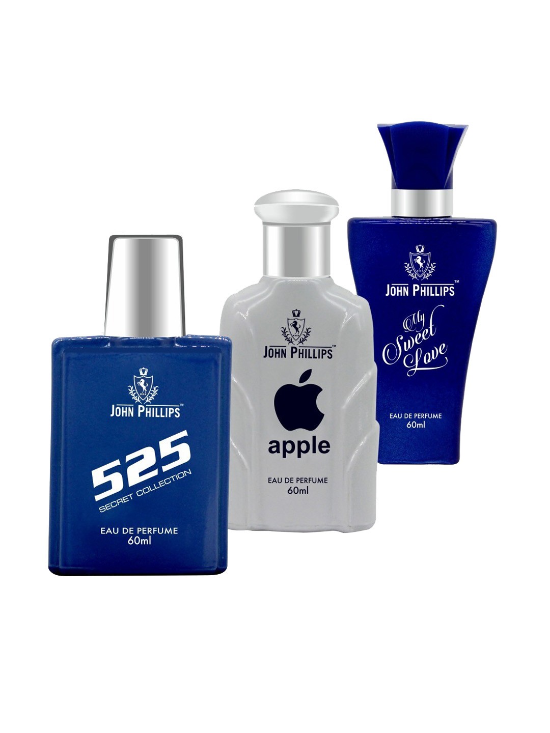 

JOHN PHILLIPS Set of 525 Secret Collection + Apple + My Sweet Love Eau De Parfum, Blue