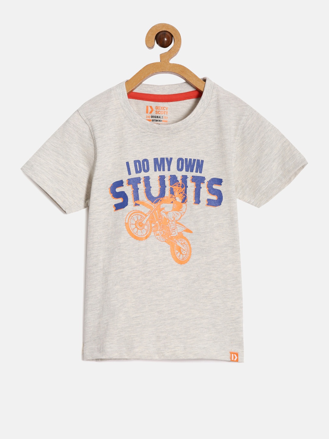 

DIXCY SCOTT Boys Typography Printed Cotton T-shirt, Off white