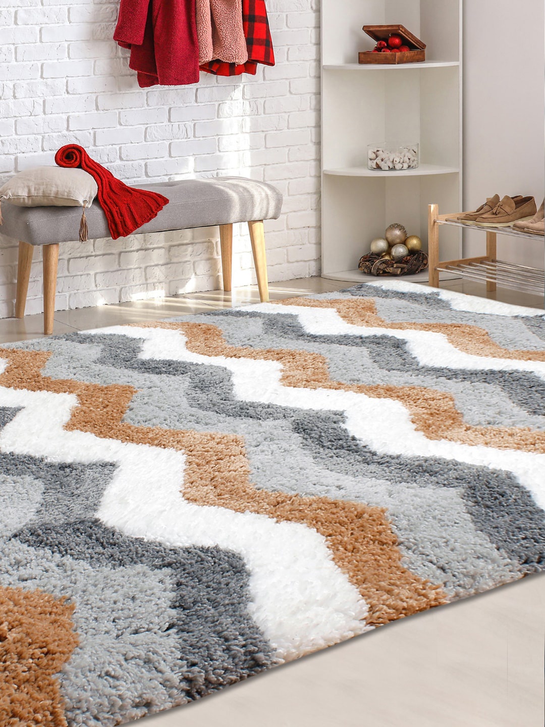 

AVI Living Beige & Grey Chevron Non Toxic Floor Mat