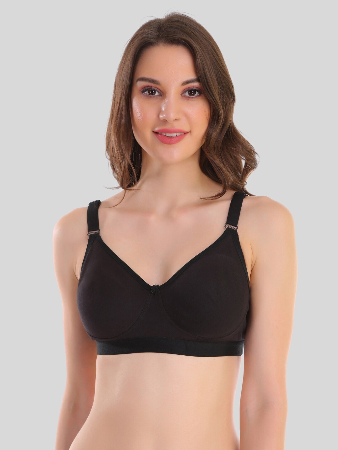 

POOJA RAGENEE Non-Wired Full Coverage All Day Comfort Seamless T-Shirt Bra, Black