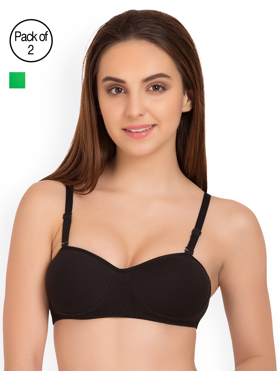 

Tweens Pack of 2 Half-Coverage T-shirt Bras TW91201, Black
