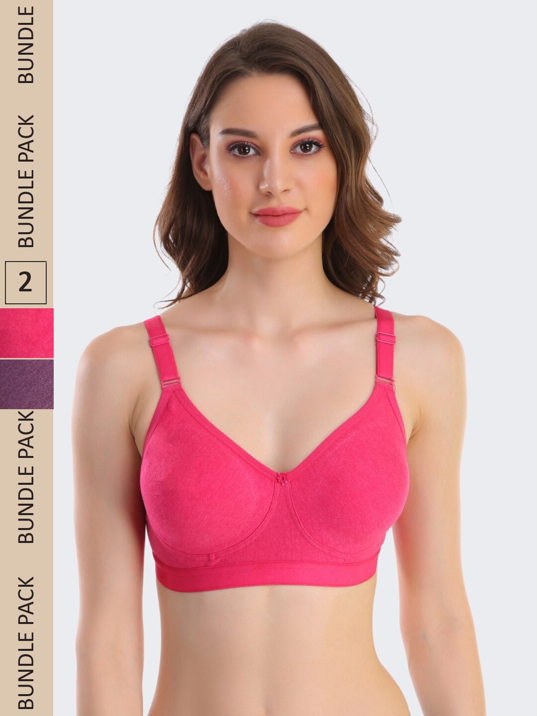 

POOJA RAGENEE Pack Of 2 Non Padded Full Coverage Seamless T-Shirt Bra, Purple