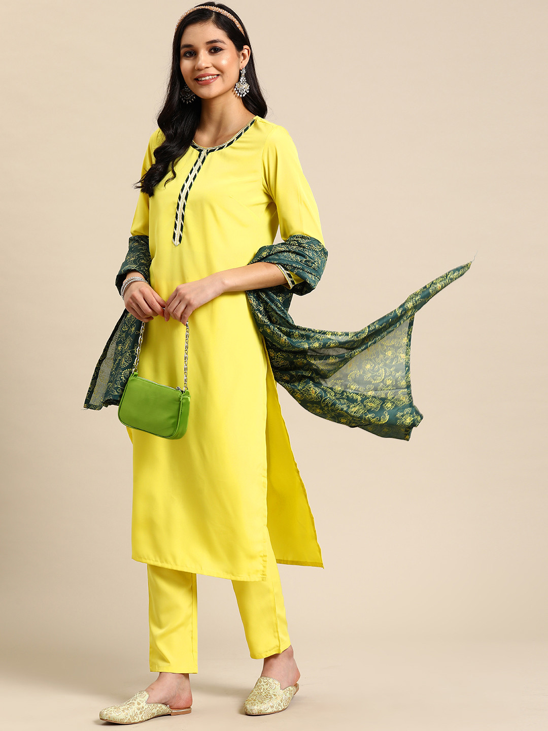 

Sangria Gotta Patti Kurta with Trousers & Dupatta, Yellow