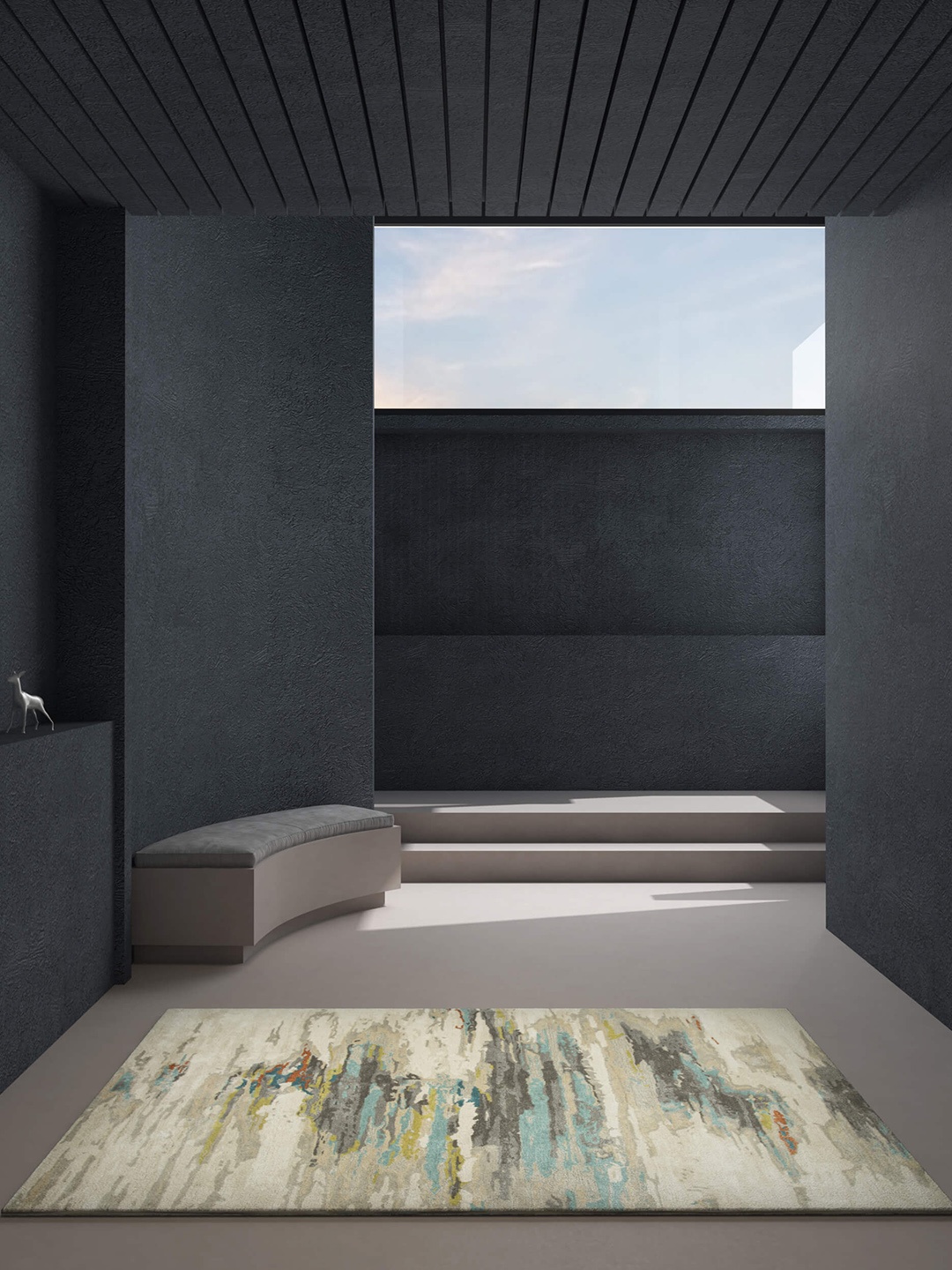 

Jaipur Rugs Grey & Blue Abstract Pattern Tufted Rectangular Carpet, Off white
