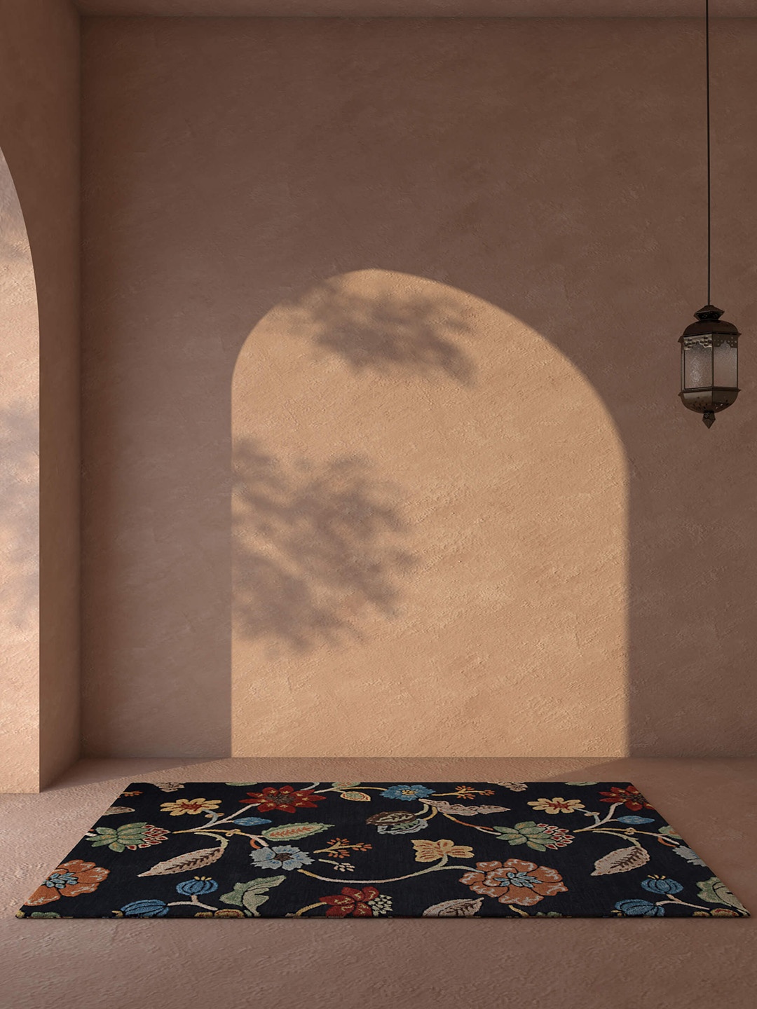 

Jaipur Rugs Navy Blue & Green Bedroom Floral Hand Tufted Wool Carpet