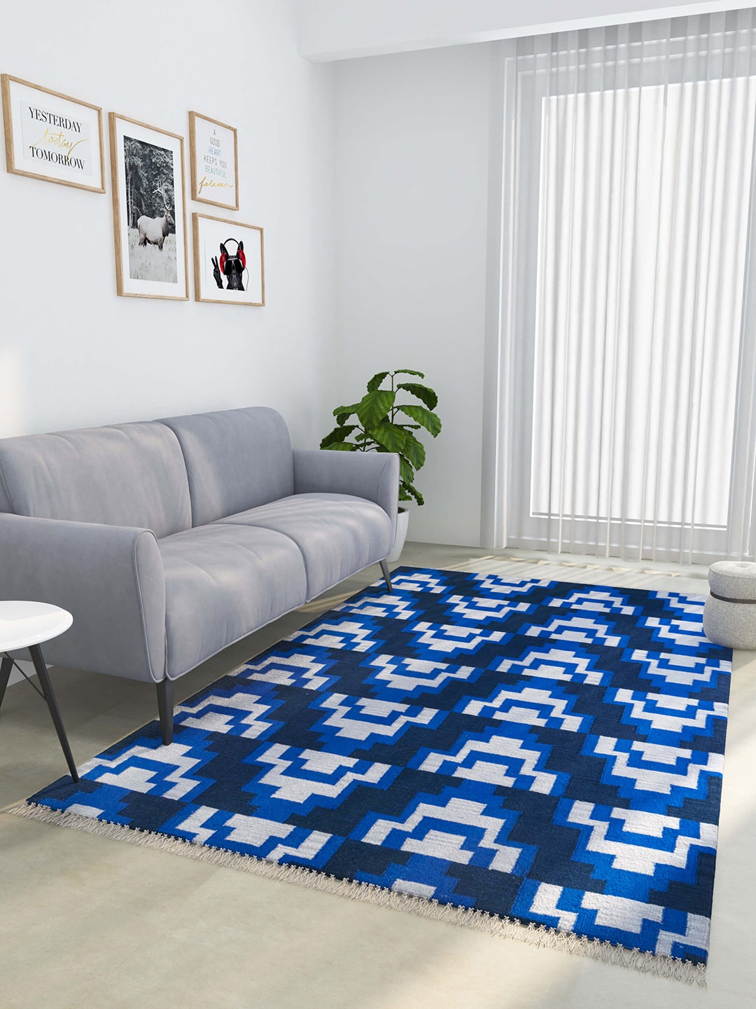 

Jaipur Rugs Blue & Grey Geometric Pattern Woolen Rectangular Carpet