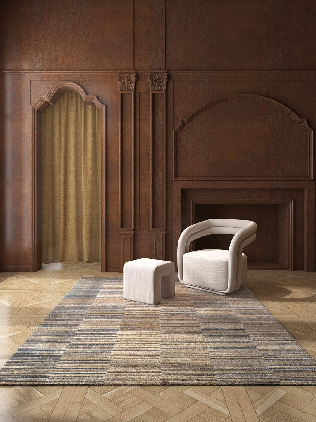 

Jaipur Rugs Genesis Grey & Black Striped Rectangular Hand Tufted Woolen Dhurrie Carpet