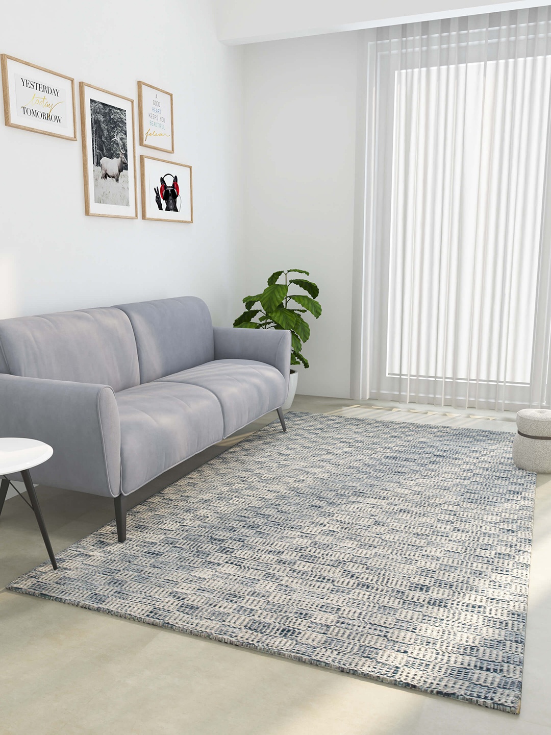 

Jaipur Rugs Living Room Bedroom Geometric Dhurrie Wool 5X8 Feet, Beige