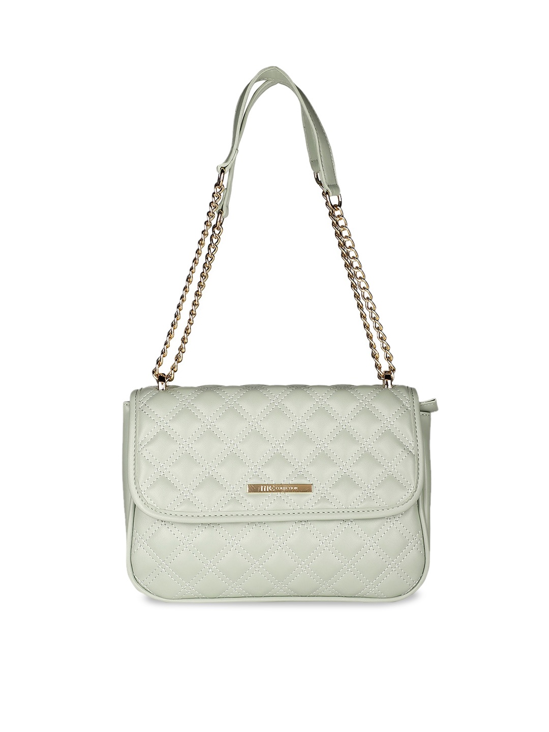 

Marie Claire Green Geometric Textured Leather Structured Shoulder Bag