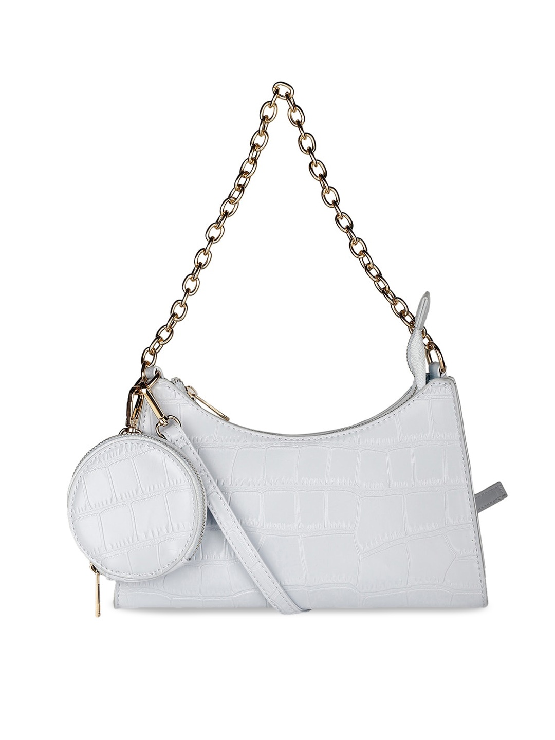 

Marie Claire White & Gold-Toned Textured Structured Shoulder Bag