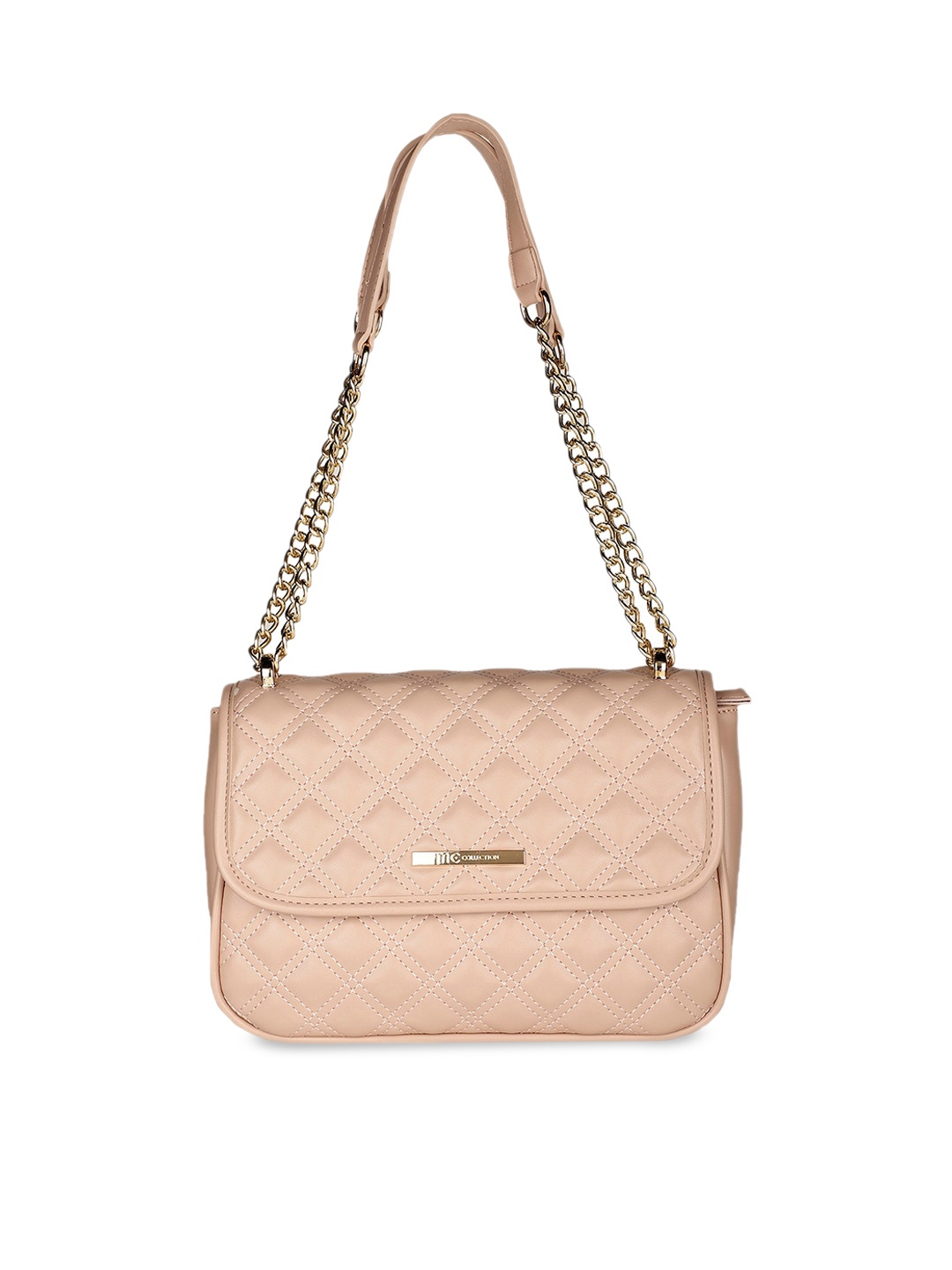 

Marie Claire Pink Leather Structured Shoulder Bag with Quilted