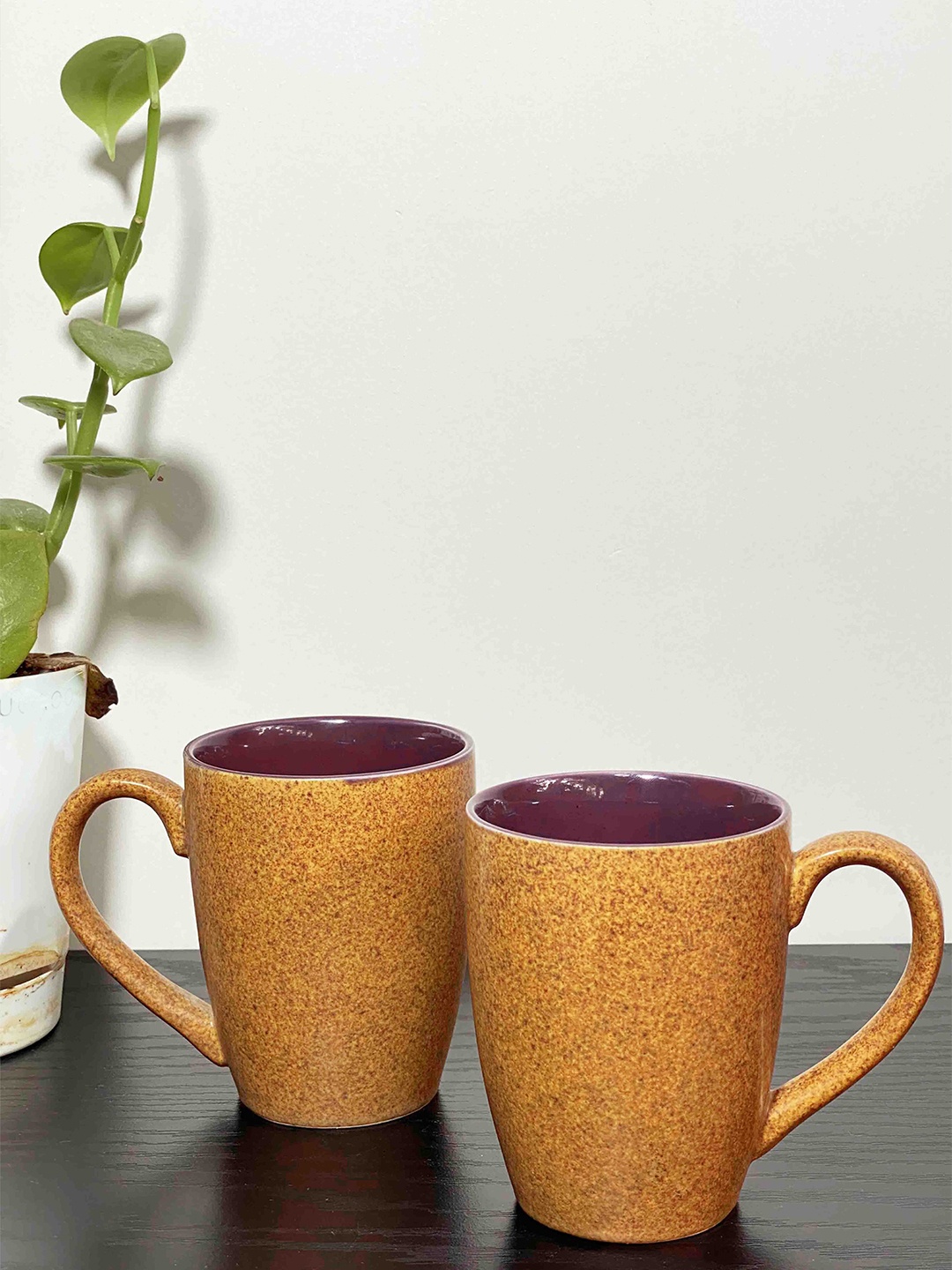 

Folkstorys Grained Brown & Purple 2 Pieces Printed Ceramic Glossy Cups