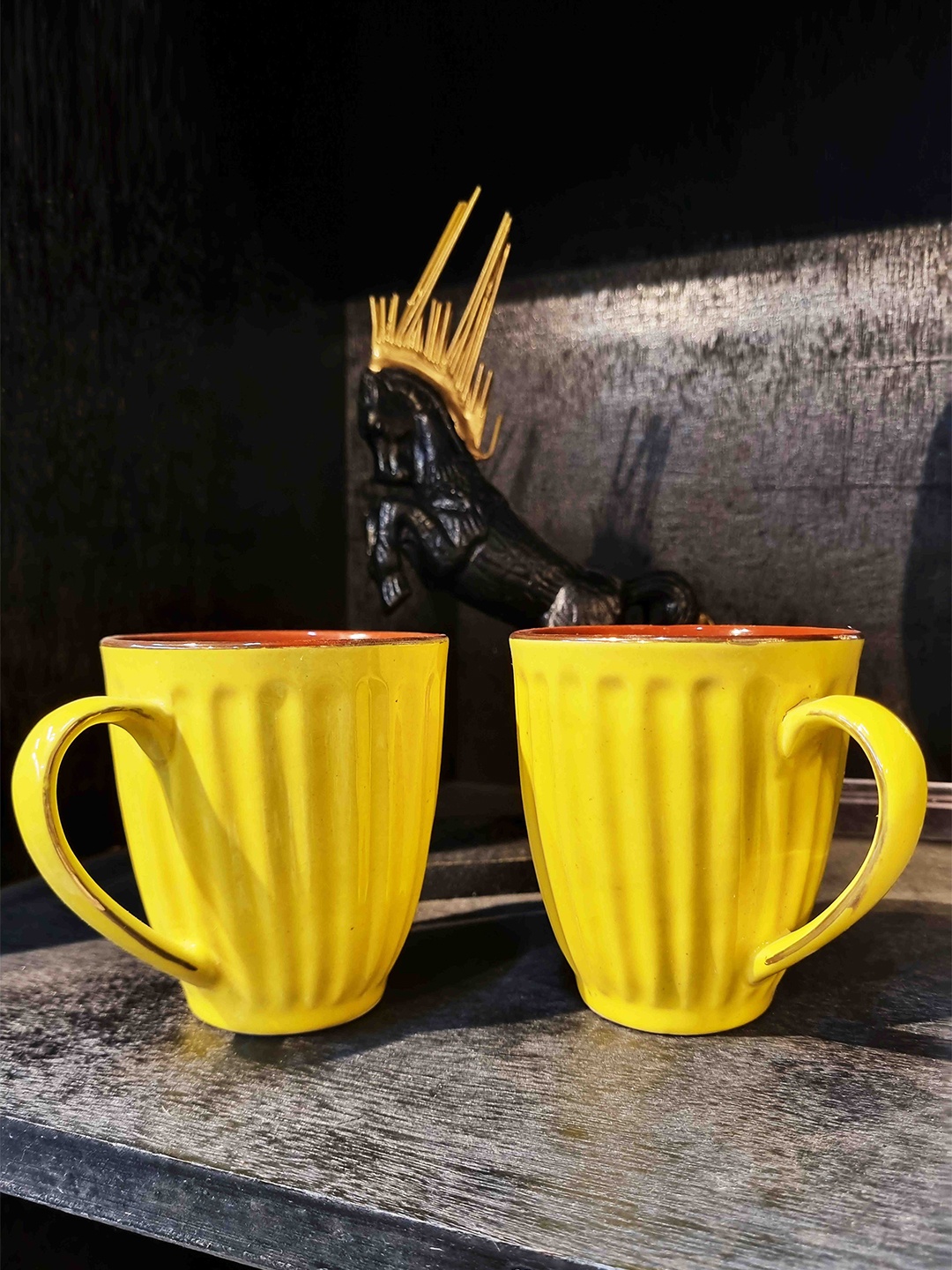 

Folkstorys Yellow 2 Pieces Ceramic Glossy Cups