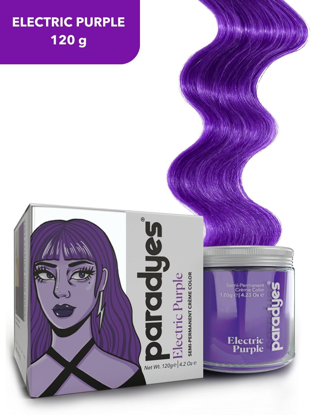 

Paradyes Ammonia Free Semi-Permanent Creme Hair Color 120g - Electric Purple