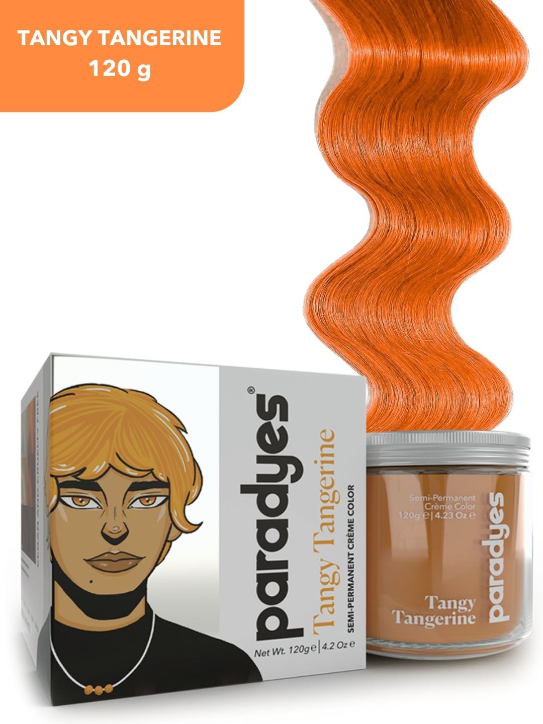 

Paradyes Ammonia Free Semi-Permanent Creme Hair Color 120g - Tangy Tangerine, Orange