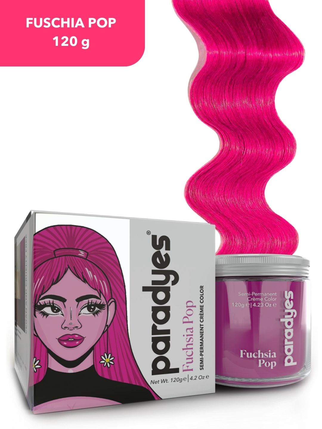 

Paradyes Ammonia Free Semi-Permanent Creme Hair Color 120g - Fuchsia Pop, Pink