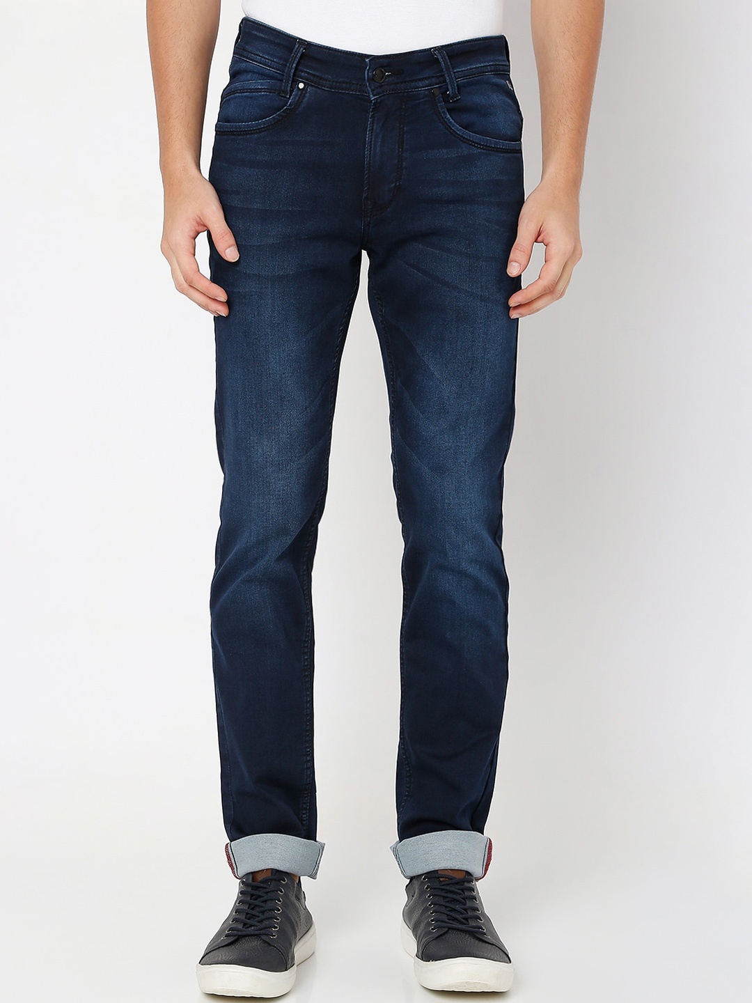 

Mufti Men Slim Fit Mid-Rise Clean Look Light Fade Stretchable Jeans, Blue
