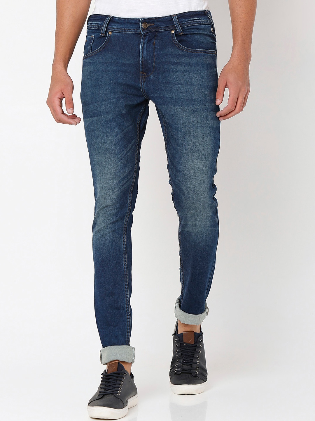 

Mufti Men Skinny Fit Heavy Fade Stretchable Jeans, Blue