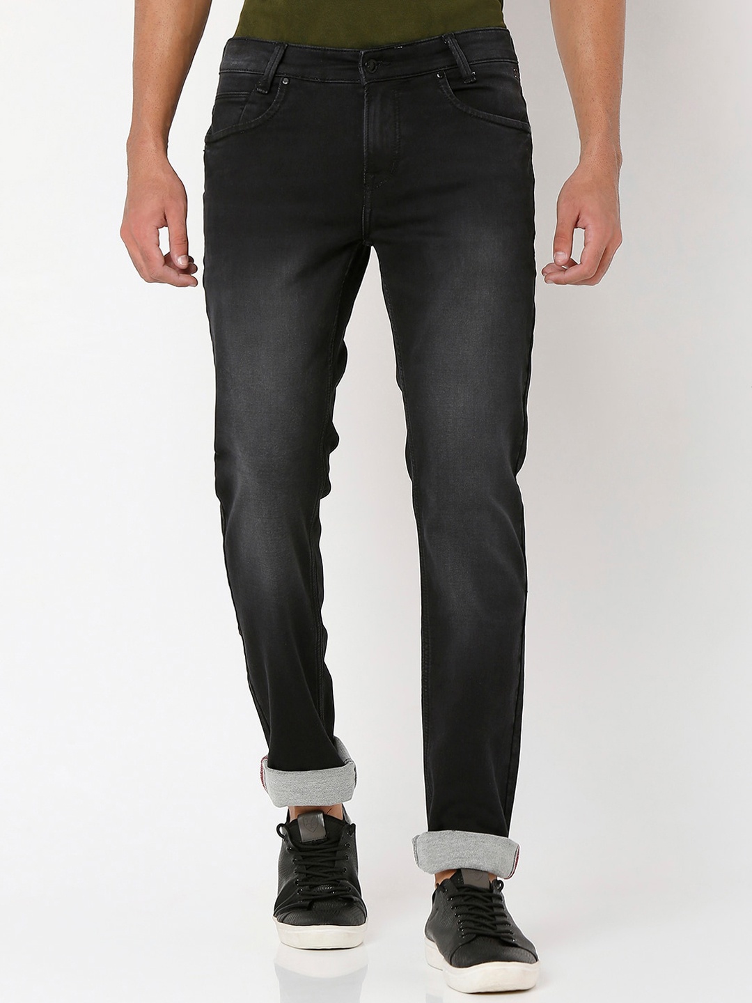 

Mufti Men Slim Fit Light Fade Clean Look Stretchable Jeans, Black