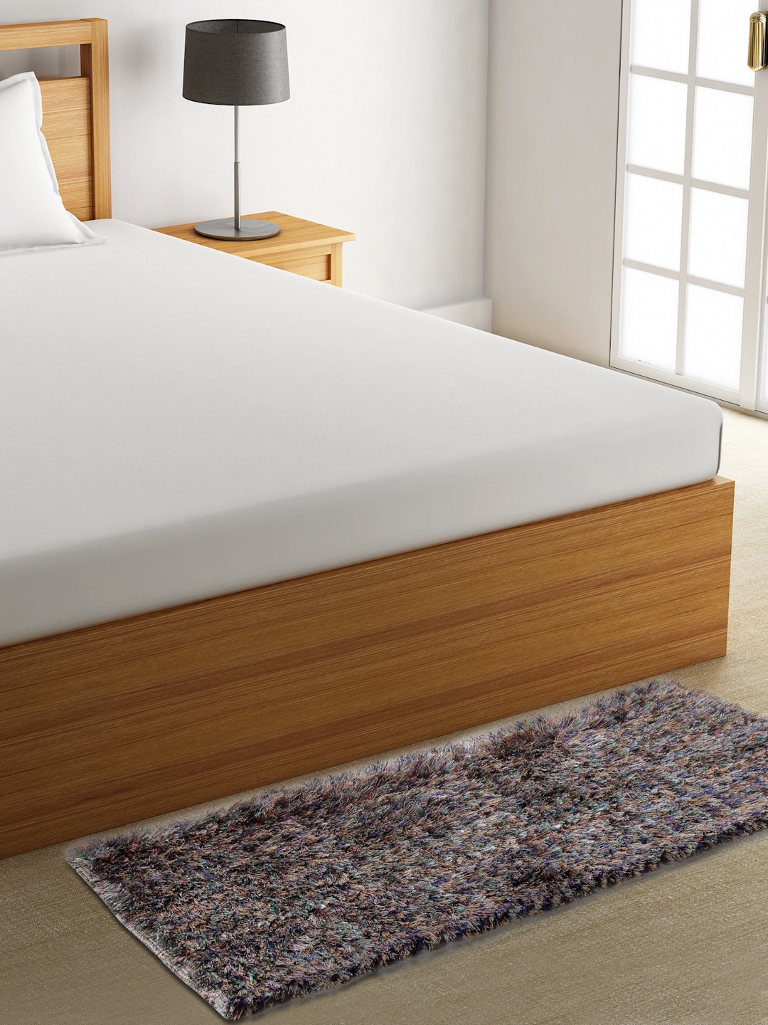 

FABINALIV Coffee Brown & Green Rectangular Bedside Runner
