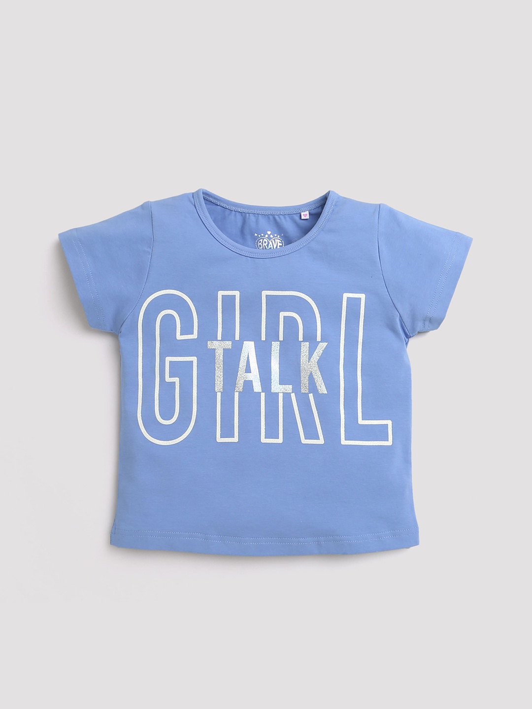 

Tiny Girl Typography Printed Knitted Cotton T-Shirt, Blue